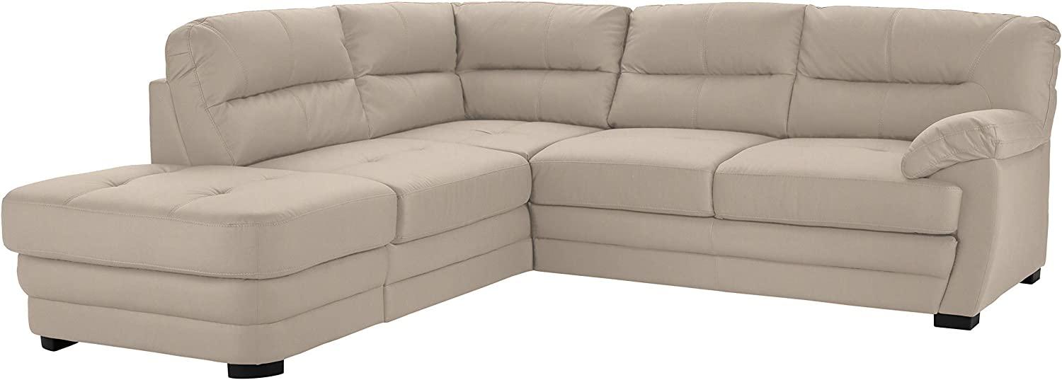 Mivano Ecksofa Royale / Zeitloses Schlafsofa in L-Form mit Bettfunktion, Stauraum, Ottomane und hohen Rückenlehnen / 246 x 90 x 230 / Lederoptik, hellbraun Bild 1