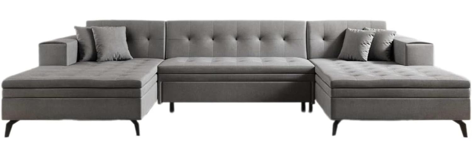 Designer Sofa Vivana mit Schlaffunktion Samt Grau Bild 1