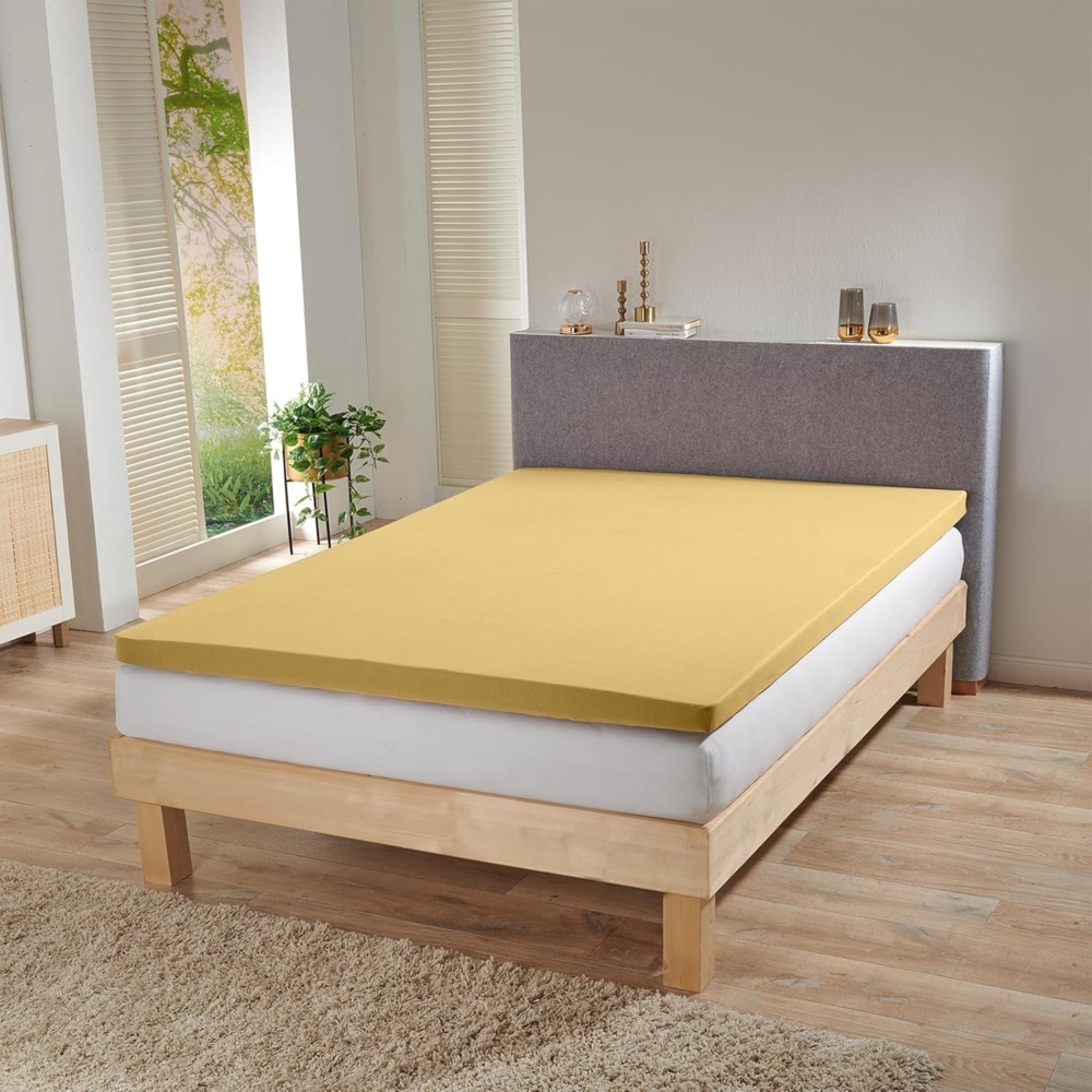 BettwarenShop Jersey-Elasthan Topper Spannbettlaken Multi-Stretch|180x200 - 200x220 cm| hellgelb Bild 1