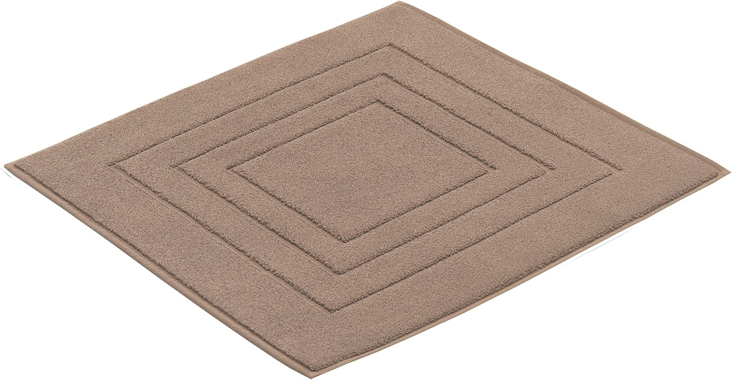Vossen Badematte Feeling, Höhe 10 mm, beidseitig nutzbar, fußbodenheizungsgeeignet, Baumwolle, quadratisch, Badteppich, Uni-Farben, mit Bordüre, Hoch-Tief Effekt, reine Baumwolle Bild 1