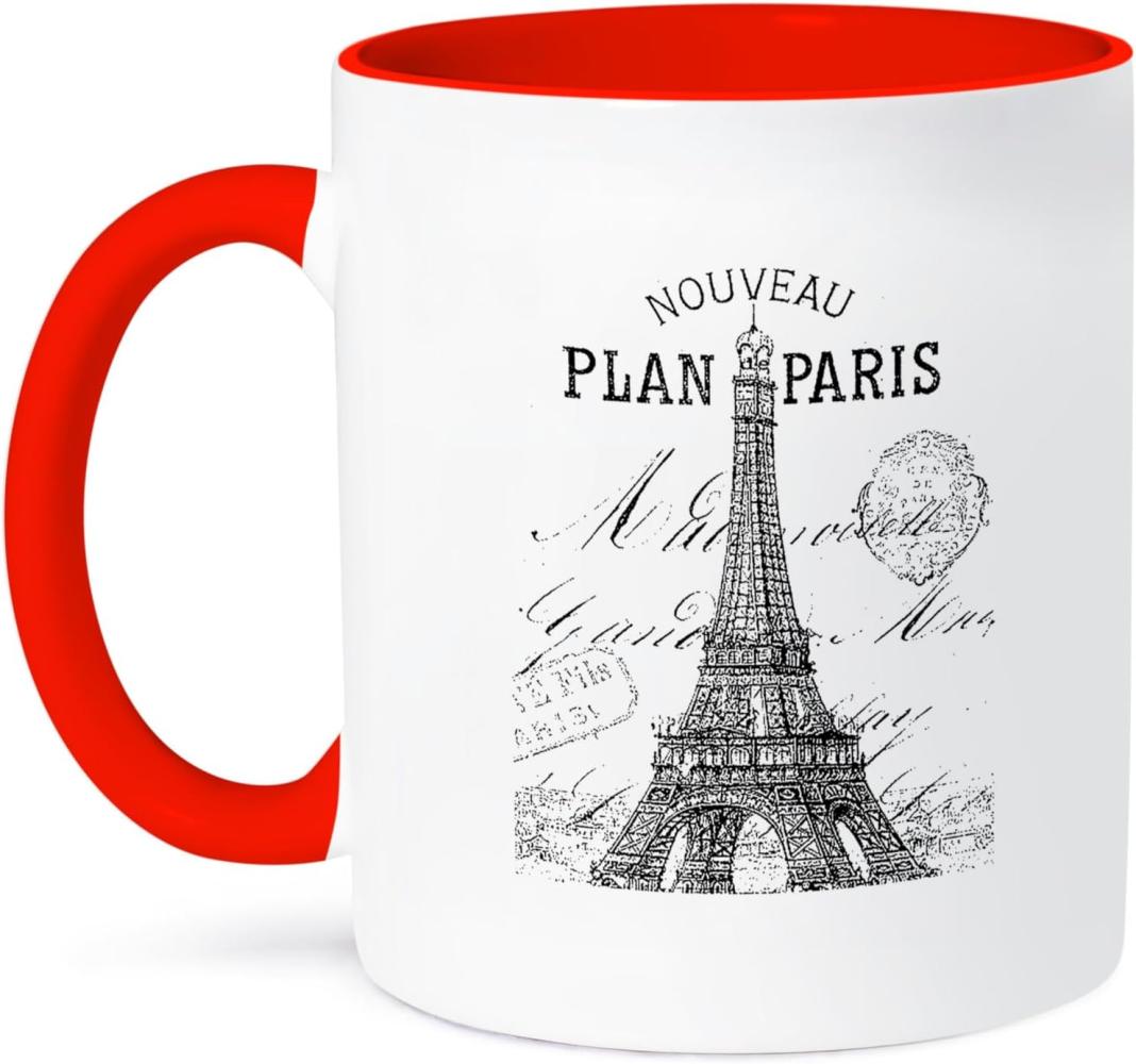 3dRose im Vintage-Stil, Pariser Eiffelturm-Tower-Two, aus Keramik, Rot-Weiß, 10,16x7,62 x-Rot Bild 1