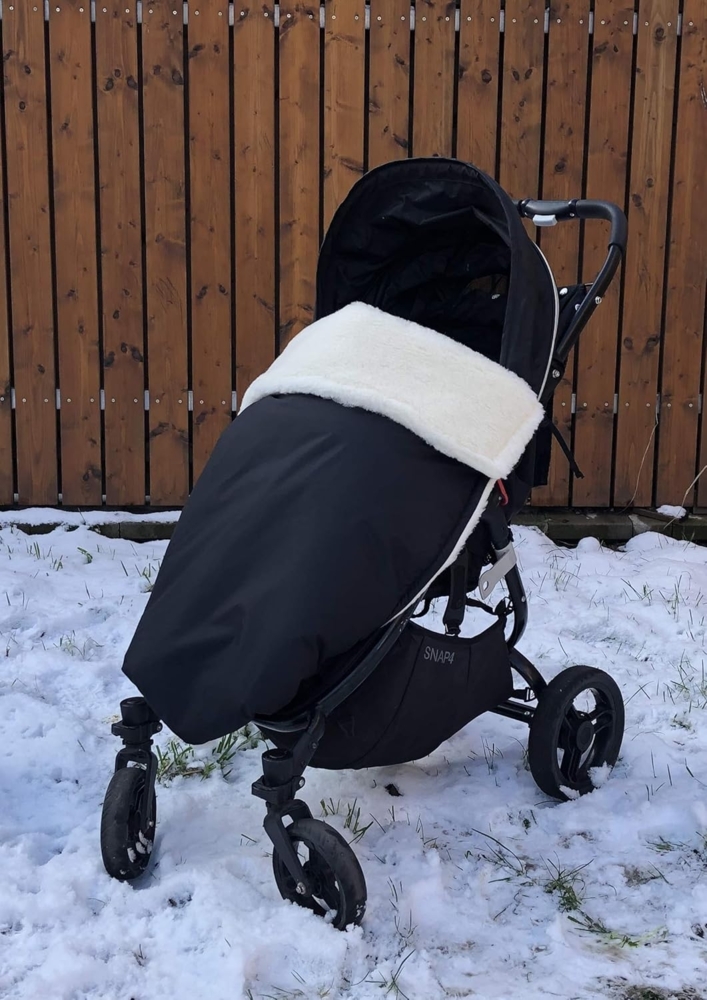 Wasserdichte, warme Decke für den Kinderwagen, Buggy, Jogger (Schwarz/Merinowolle) Bild 1