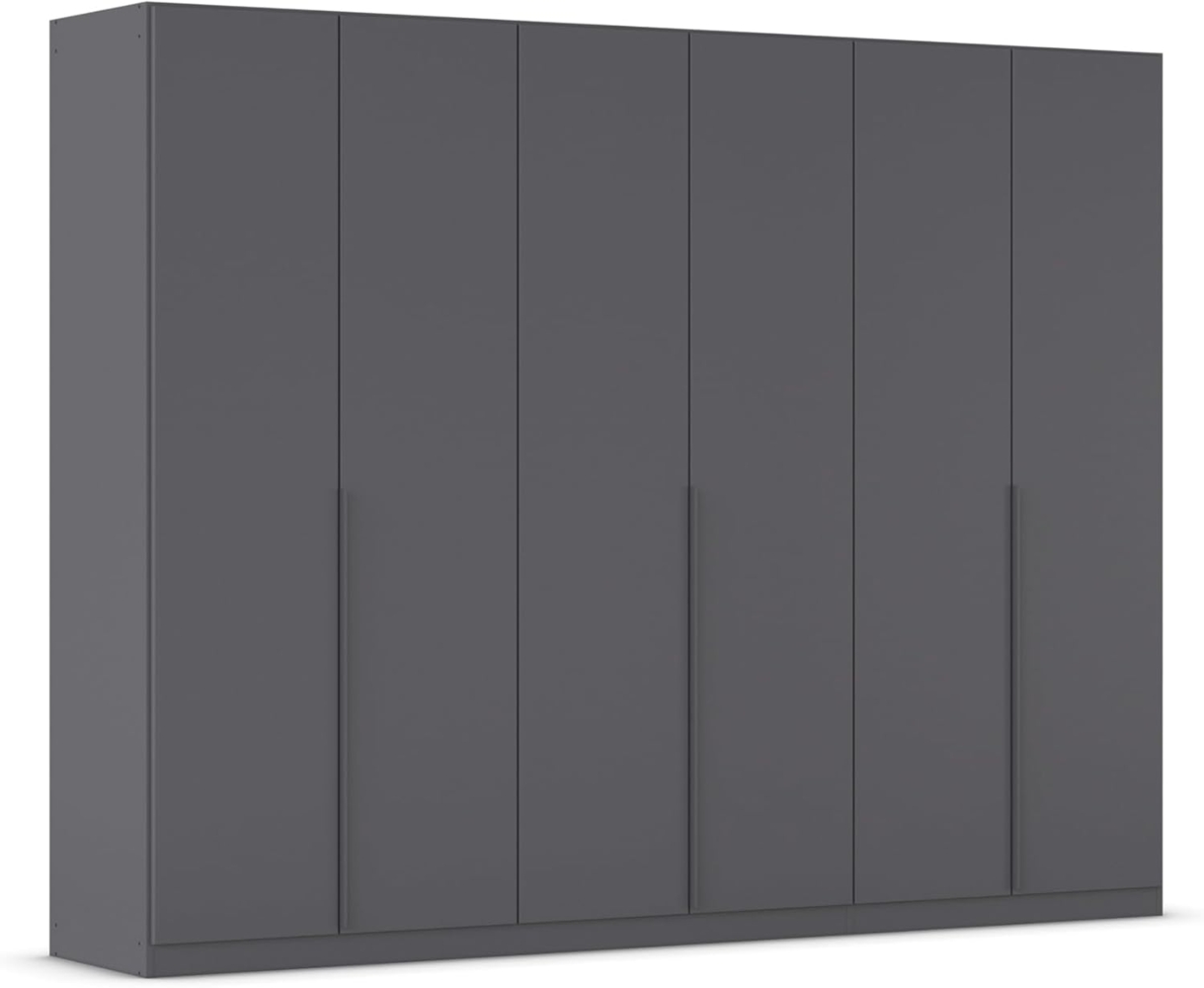 Rauch Möbel Alabama, Kleiderschrank, Garderobenschrank, 6-türig, Zubehör Basic, 3 Kleiderstangen, 3 Einlegeböden, Farbe Grau metallic, Schwarz, Griff Grau metallic, 271 x 210 x 54 cm Bild 1