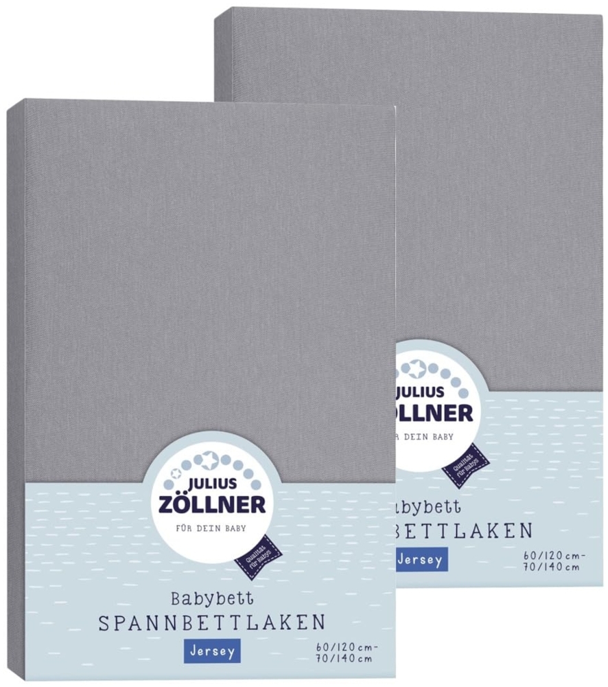 Julius Zöllner Spannbetttuch Jersey 70x140 / 60x120 Anthracite Doppelpack Bild 1