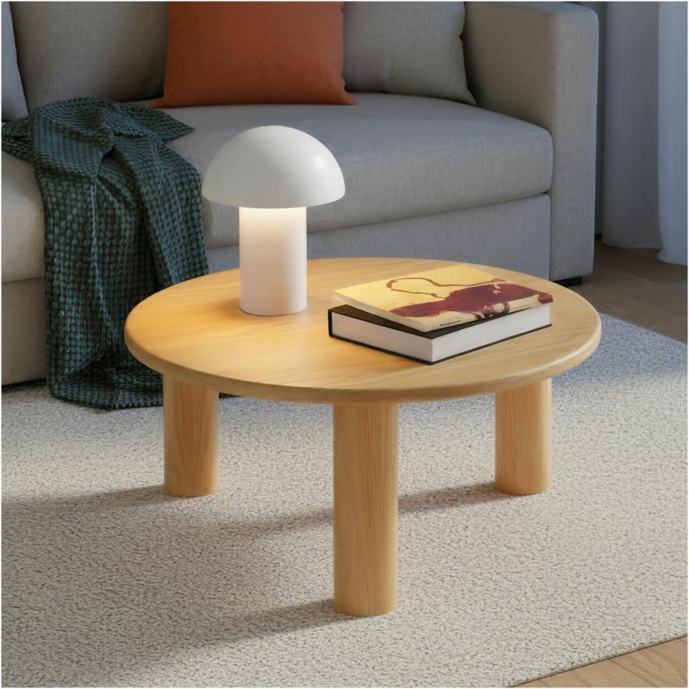 tectake Couchtisch Sofatisch "Sisi", Beine aus Massivholz, besonders pflegeleicht (1-St, 1 tlg), Stilvoller Couchtisch in Rundform mit Schutzlackierung Bild 1