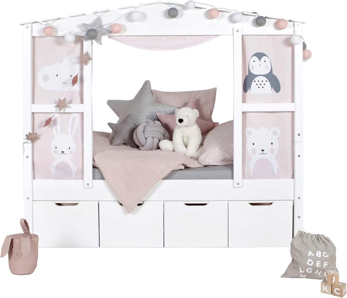 Ticaa 'Mini' Hausbett mit Bettkasten 'Amelie' Kiefer Weiß 80x160 Bild 1