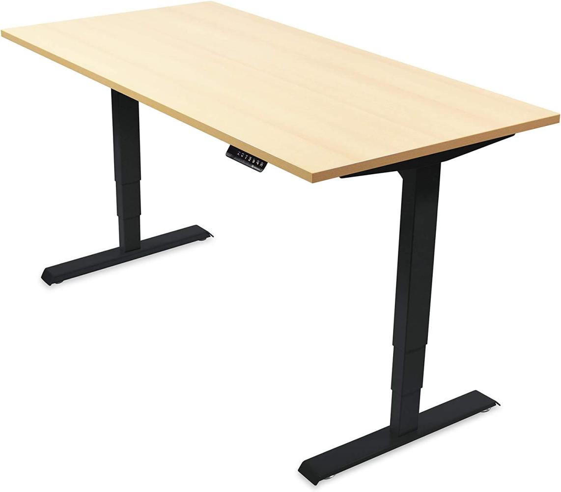 Ergotopia® Elektrisch höhenverstellbarer Schreibtisch | 5 Jahre Garantie | Ergonomischer Steh-Sitz Tisch mit Memory Funktion | Beugt Rückenschmerzen vor & Macht produktiver (160x80, Ahorn, S) Bild 1