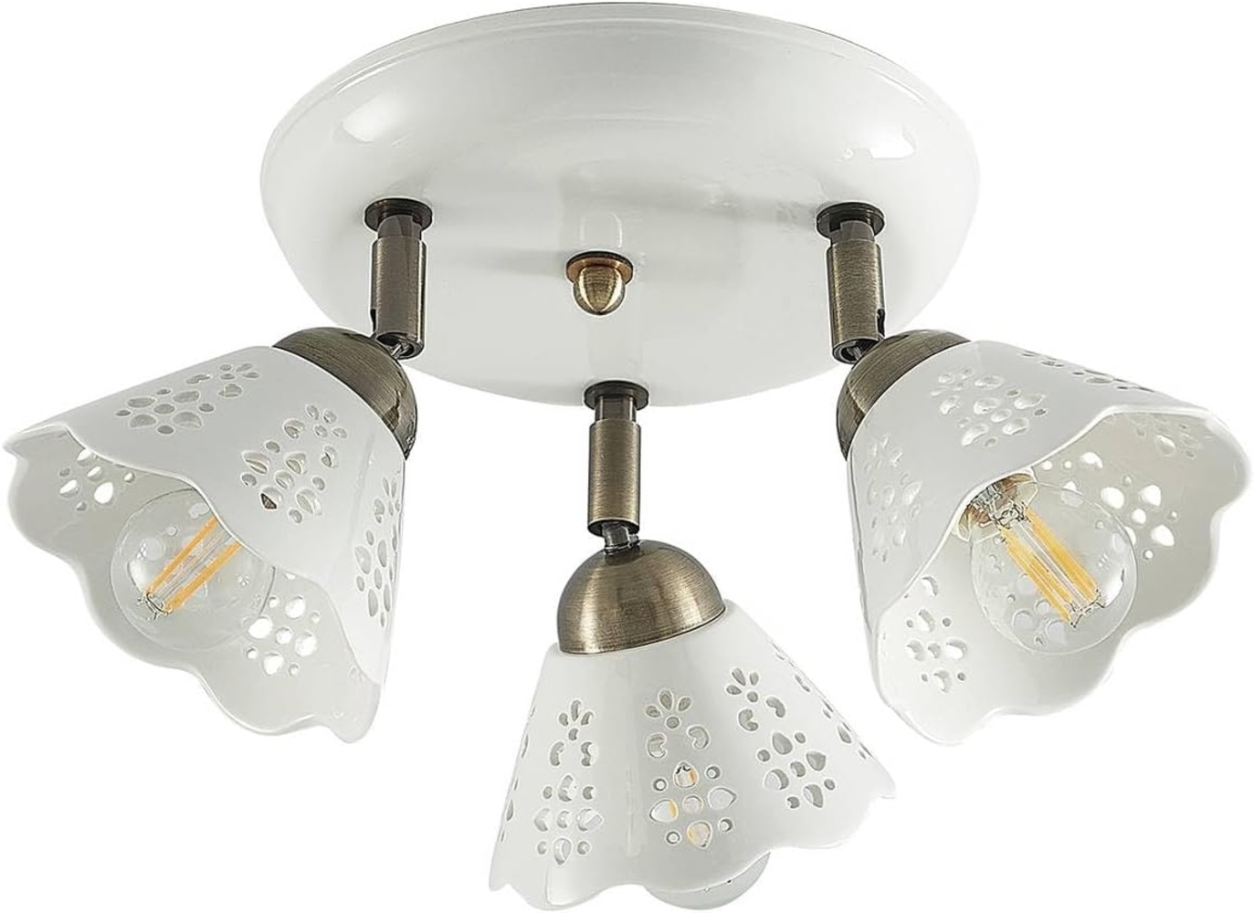Lindby Deckenstrahler Efgenia, Keramik Weiß IP20, 3 x 25 W Bild 1