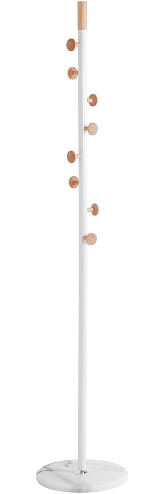 HAKU Möbel Garderobenständer Natur, weiß, Marmor, Massivholz, Metall - Maße: H 178 cm x Ø 35 cm, Style: Modern Bild 1