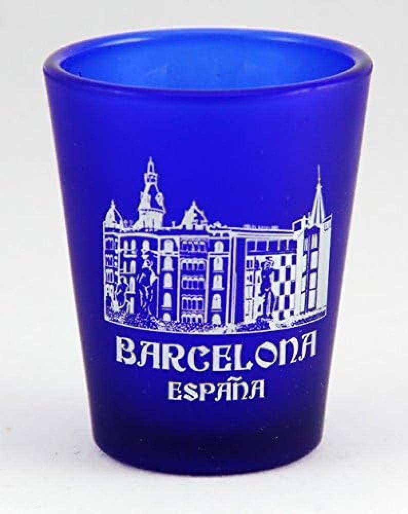 Barcelona Spain Cobalt Blue Frosted Shot Glass by World By Shotglass Bild 1