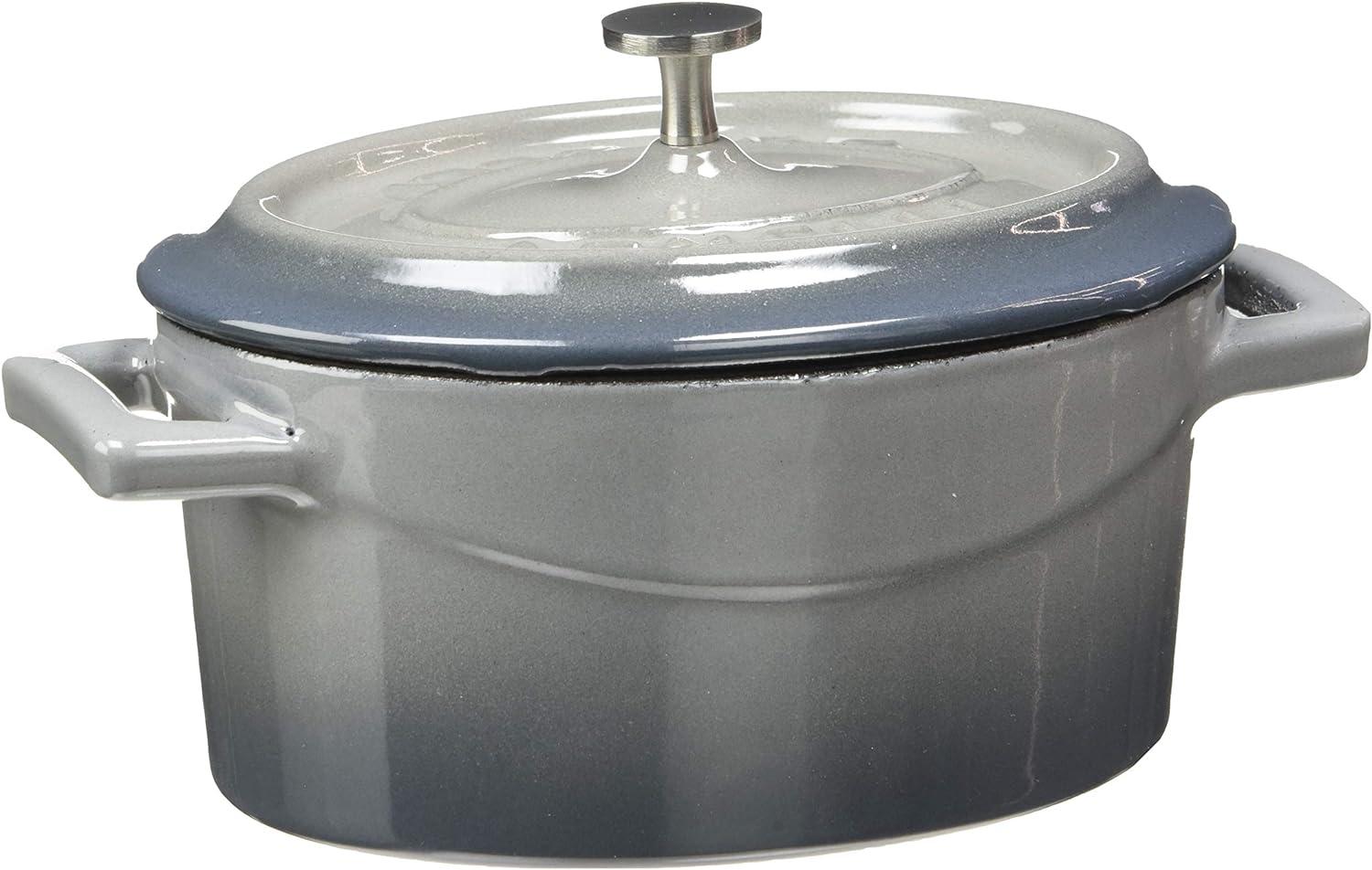 Pentole Agnelli Slowcook Kasserolle oval mit 2 Griffen, aus Gusseisen 0. 4 litri grau Bild 1