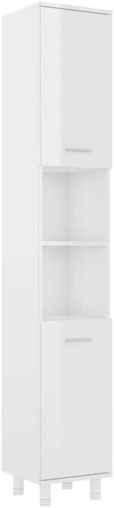 vidaXL Badezimmerschrank 6 Fächer 2 Türen Badschrank Badregal Badmöbel Schrank Badezimmer Regal Hochschrank Hochglanz-Weiß 30x30x179cm Holzwerkstoff Bild 1