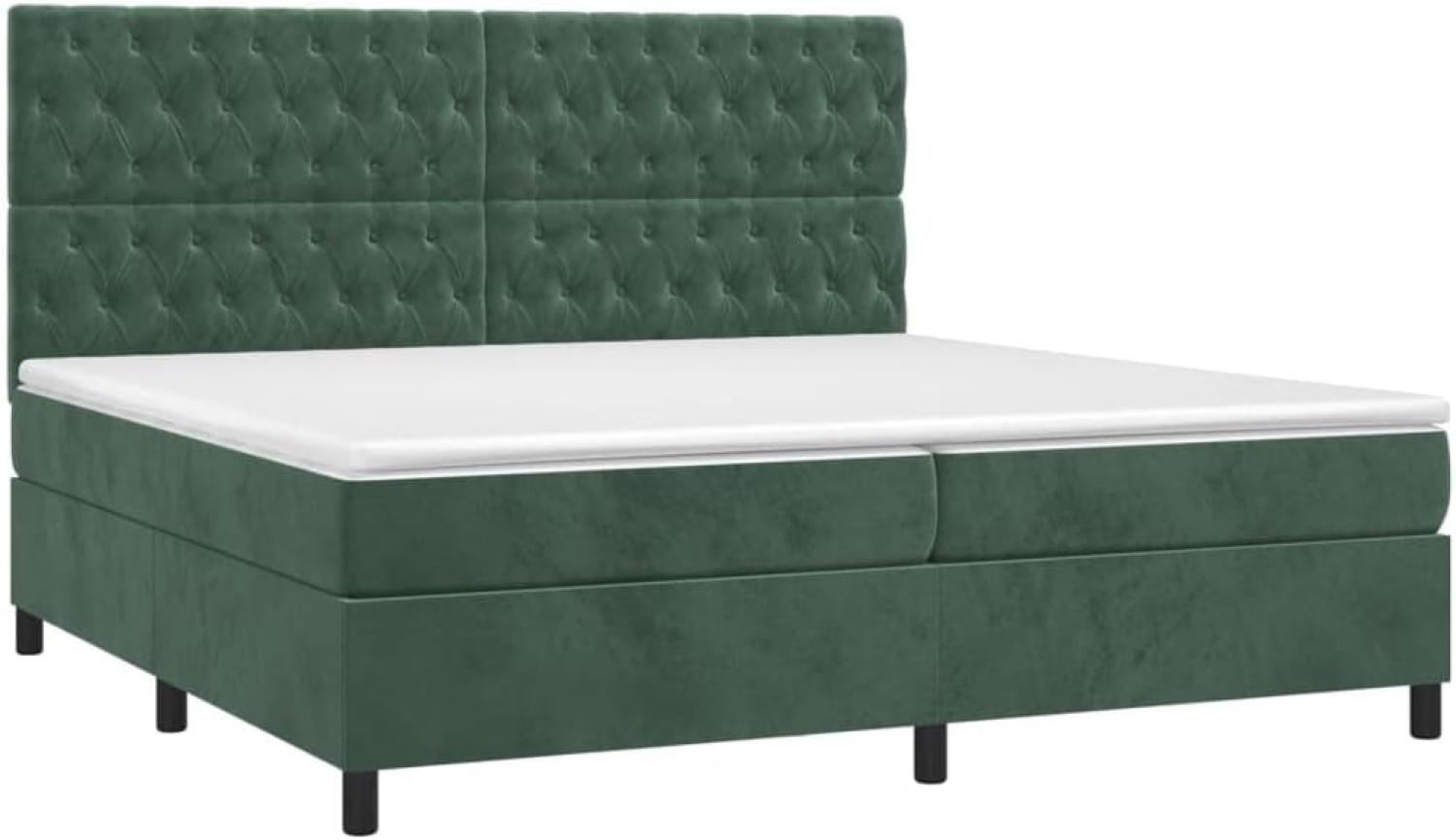 vidaXL Boxspringbett mit Matratze Dunkelgrün 200x200 cm Samt 3143226 Bild 1