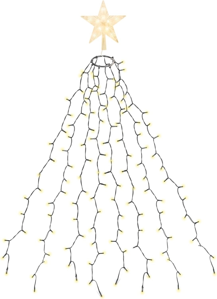 SALCAR 2m Lichterkette Weihnachtsbaum mit Ring und Sternspitze, 280er LED Tannenbaum Beleuchtung Innen, 8 Stränge Überwurf Lichterkette, Warmweiß Bild 1
