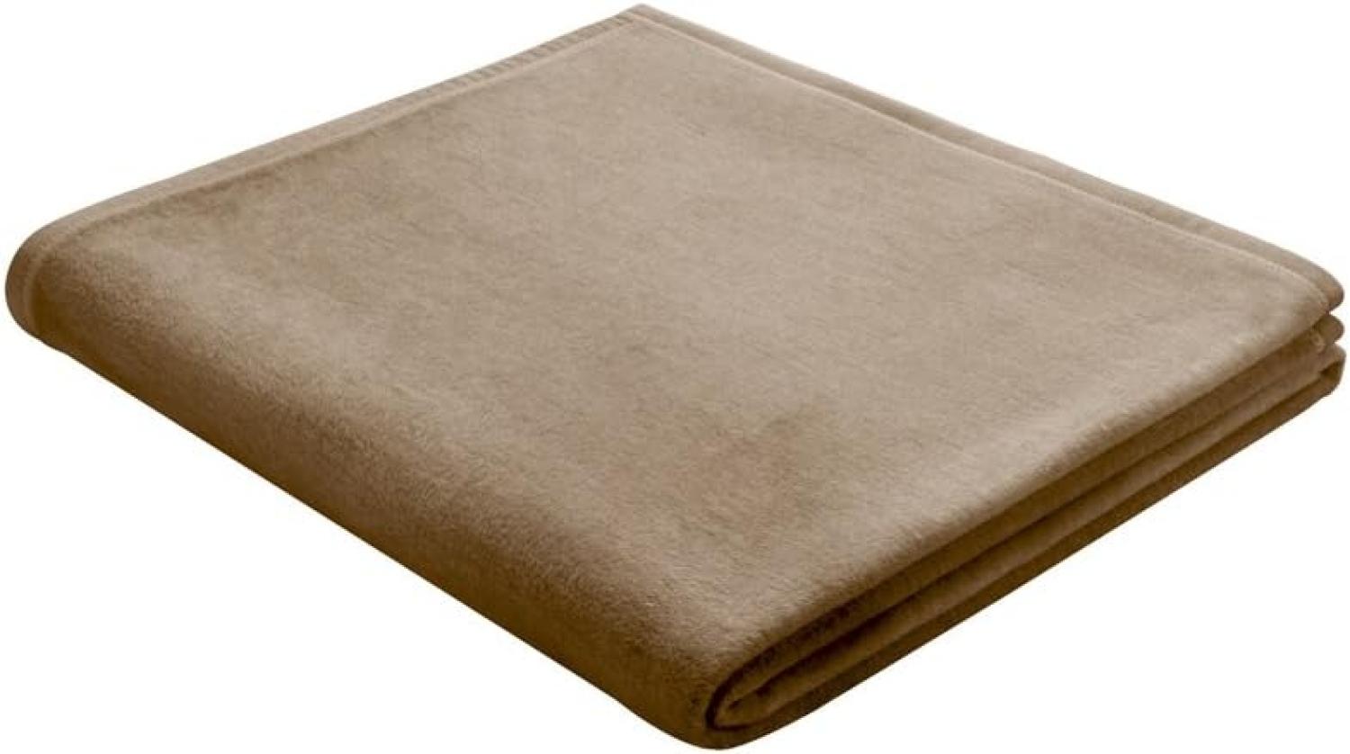 Biederlack Wohn- und Kuscheldecke, 100 % Baumwolle, Samtband-Einfassung, 150 x 200 cm, Beige, Cotton Pure, 239701 Bild 1