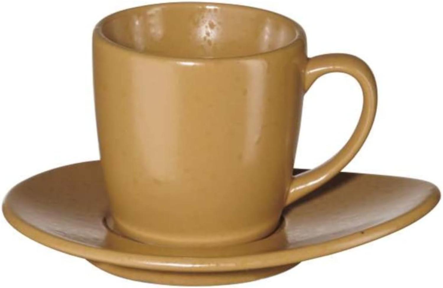 ASA Selection Cuba Ocra Espressotasse mit Unterer, Espresso Tasse, Kaffeetasse, Untertasse, Steinzeug, Gelb, 60 ml, 1231429 Bild 1