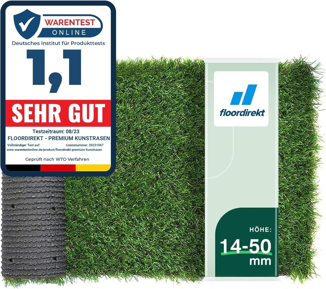 Floordirekt Sky Kunstrasen Outdoor Rasenteppich Meterware - Grasteppich - Rollrasen - Kunststoffrasen - Rasen für Balkon & Garten Rasen Teppichboden für Außen nach Maß 50mm Höhe, Lemon 100x600 cm Bild 1