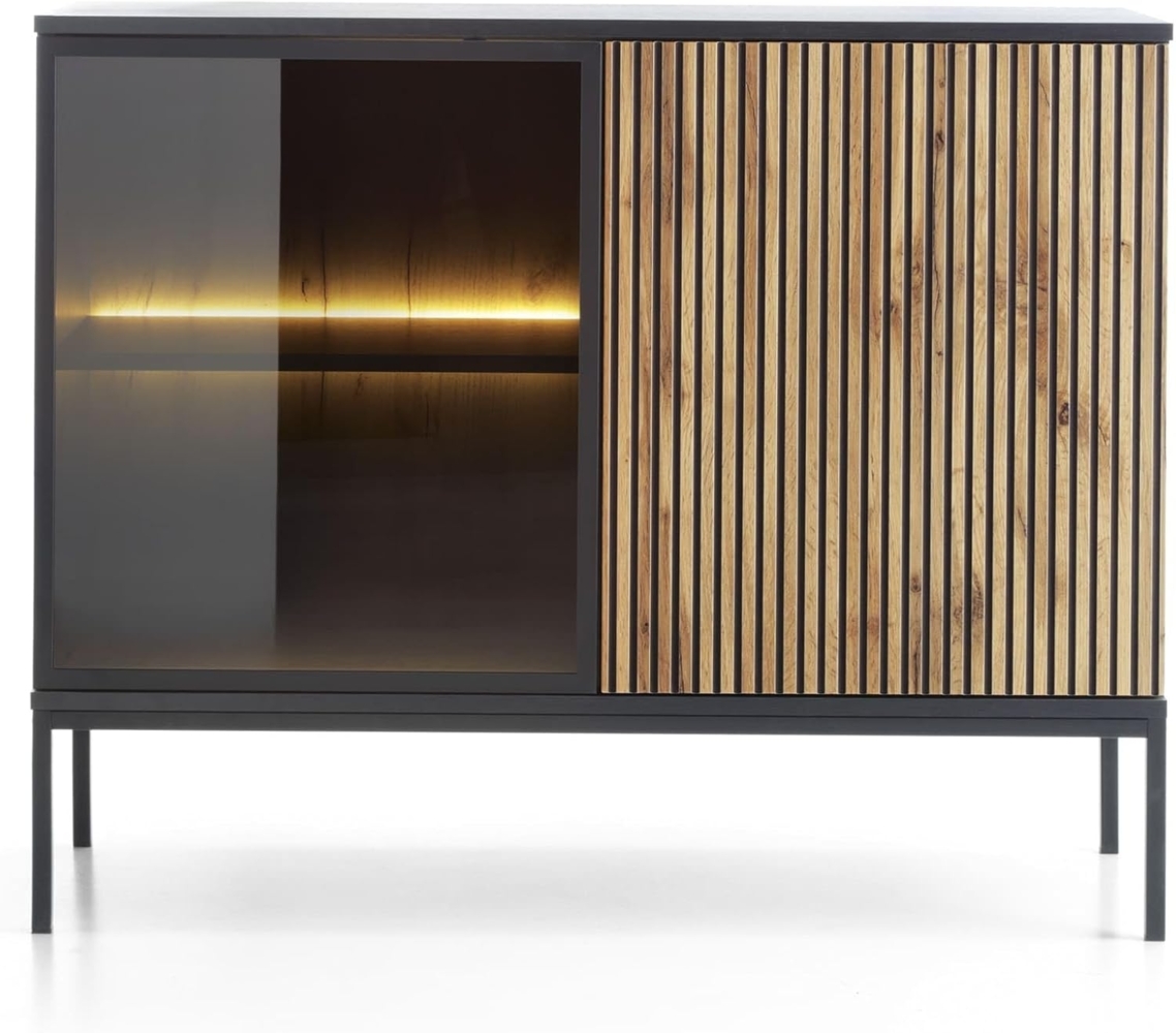 MOEBLO Kommode Sentino S104 (Eiche wotan Sideboard Wohnzimmer Kommode Schlafzimmer Komodenschrank Highboard, Kommode mit gefräster Front), (HxBxT):83x104x39cm Bild 1