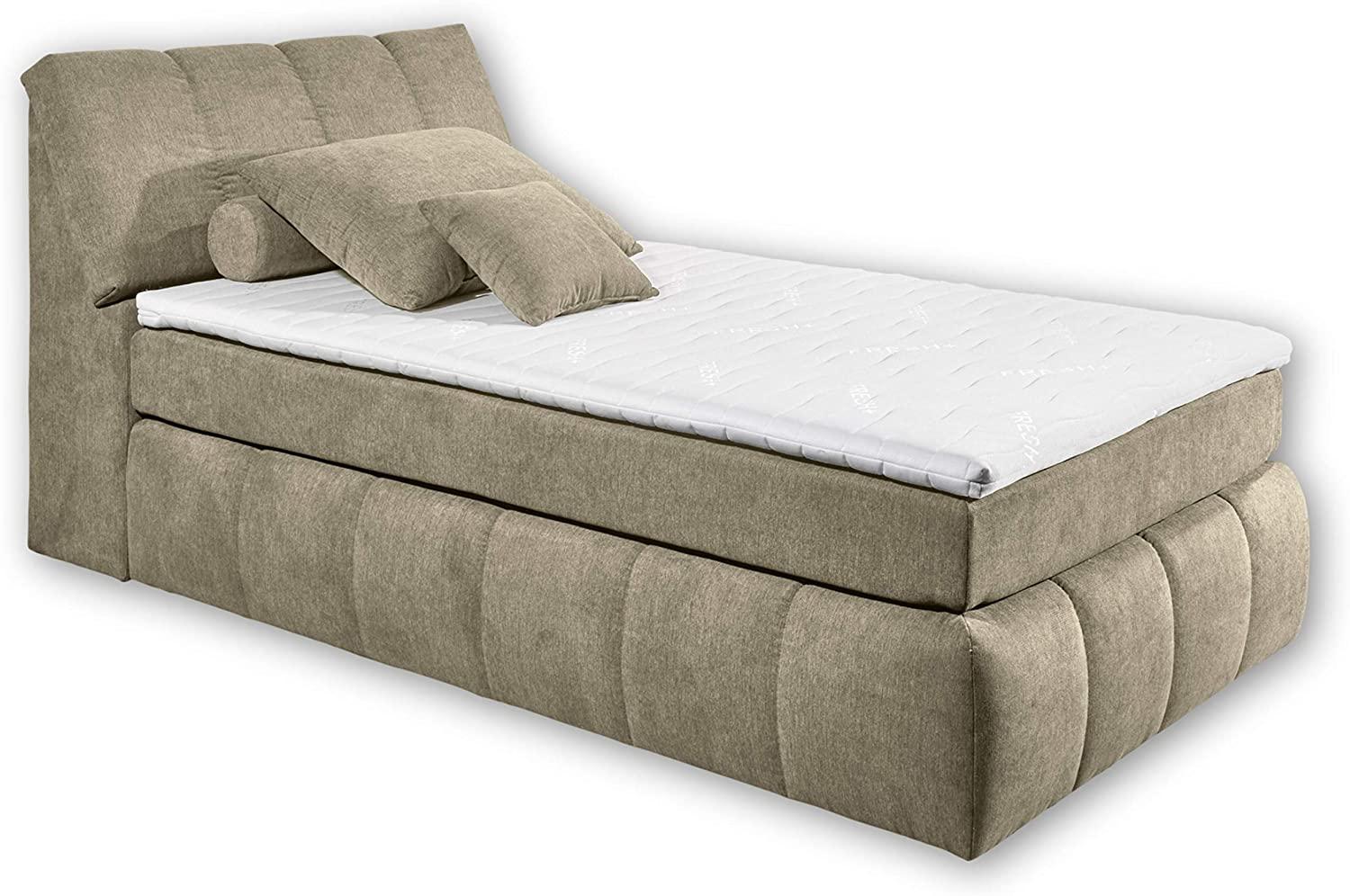 TOLEDO 2 Boxspringbett 120x200 mit Bettkasten, Sand - Bequemes Bett mit 7-Zonen-Federkern Matratze H2-H3 & Komfortschaum Topper - 121 x 110 x 235 cm (B/H/T) Bild 1