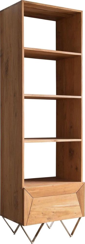 Highboard Kayu 55x180 cm Akazie Natur Bücherregal 1 Tür V-Fuß Bild 1