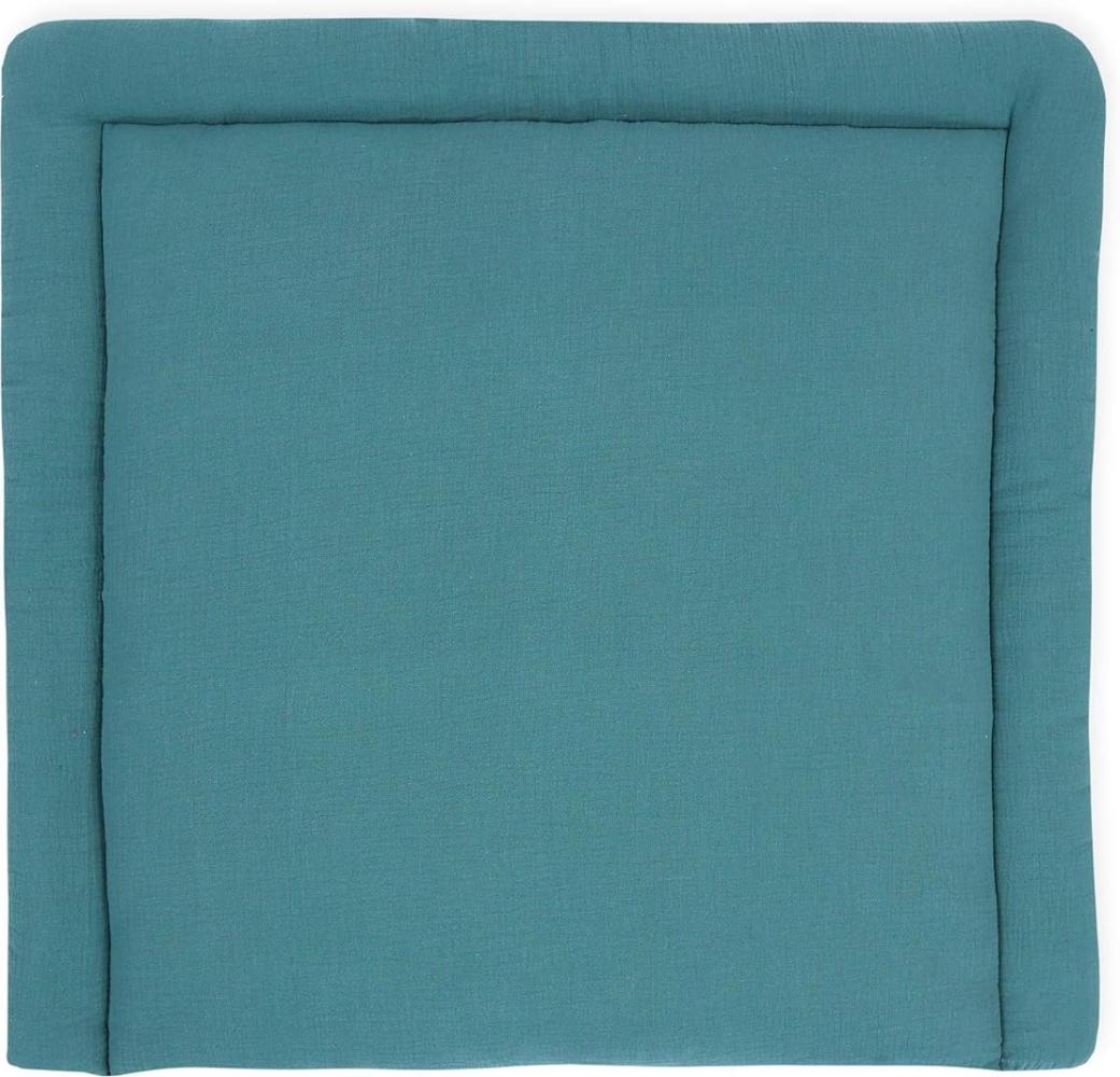 KraftKids Wickelauflage in Musselin nilblau, Wickelunterlage 85x75 cm (BxT), Wickelkissen Bild 1