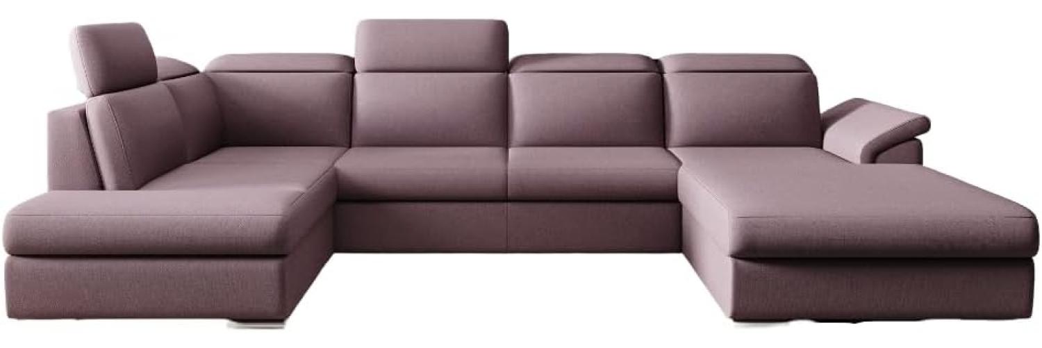 Designer Sofa Emiliano mit Schlaf- und Klappfunktion Stoff Rosé Rechts Bild 1