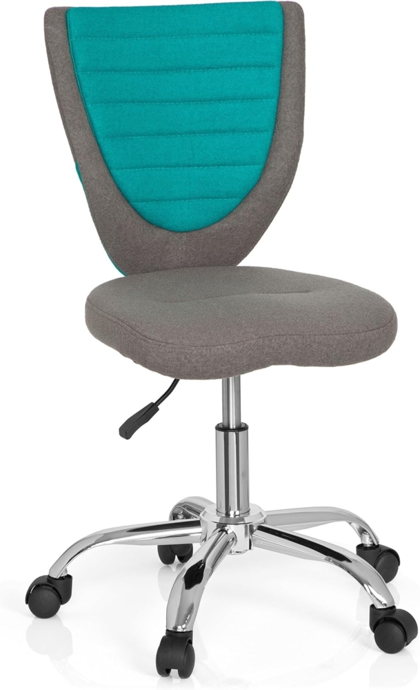 hjh OFFICE 670630 Kinder-Schreibtischstuhl KIDDY COMFORT Filzbezug Grau/Türkis Jugend Bürostuhl höhenverstellbar Bild 1