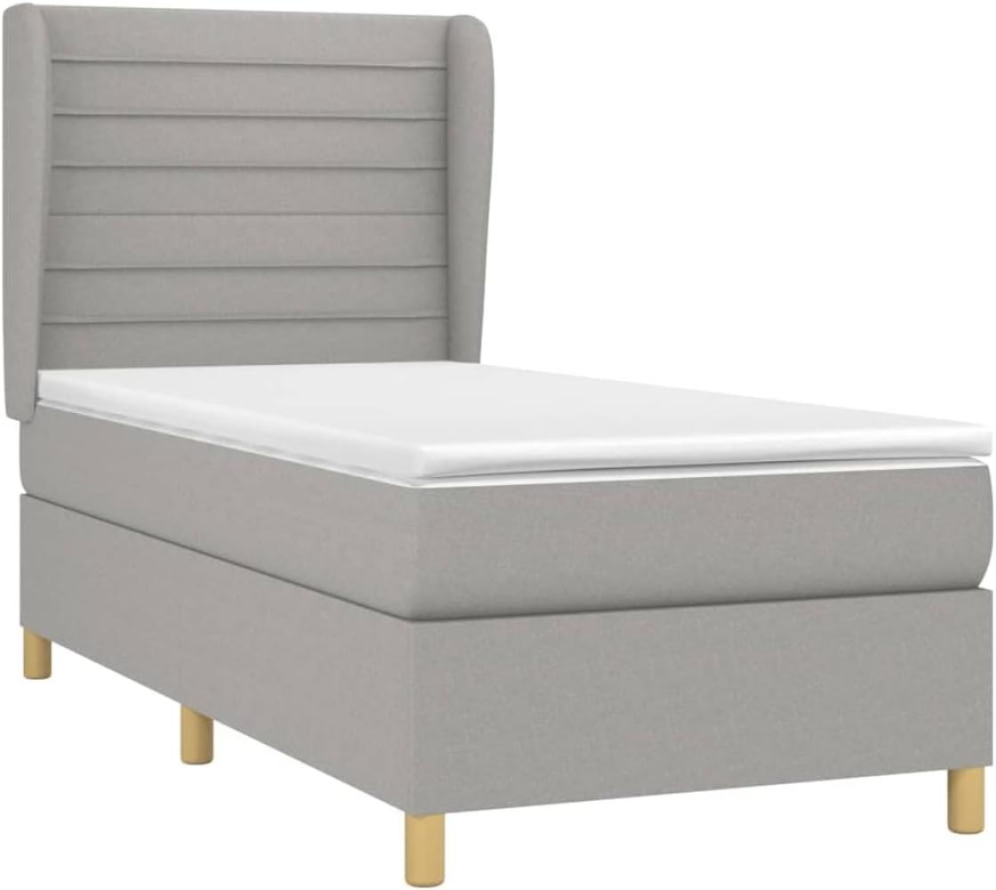 Boxspringbett mit Matratze Stoff Hellgrau 90 x 200 cm, Härtegrad: H2 [3128573] Bild 1