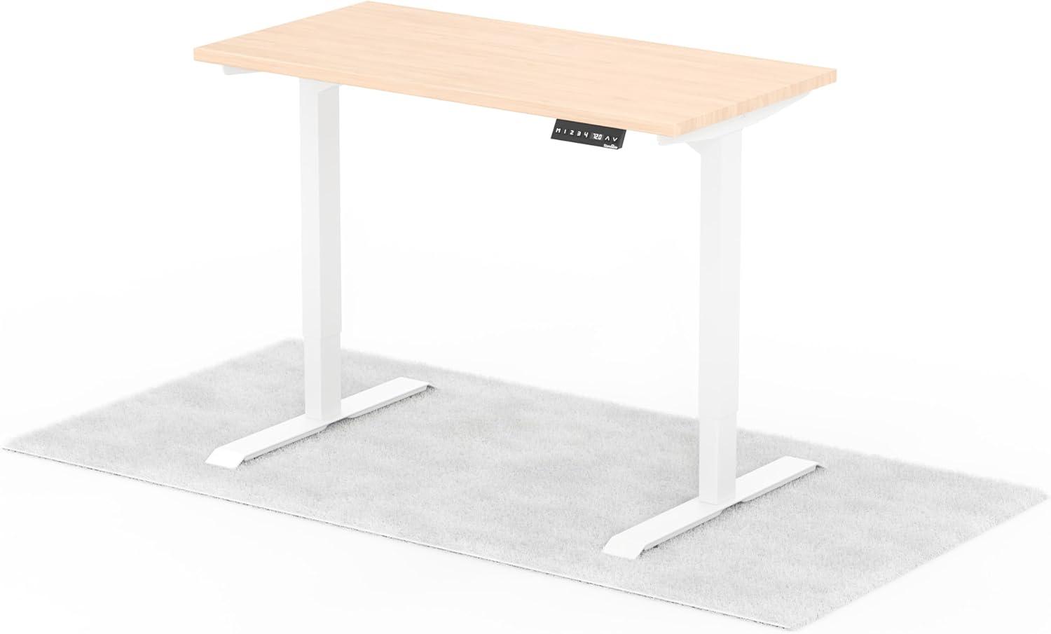 elektrisch höhenverstellbarer Schreibtisch LAPTOP 120x60 cm - Gestell Weiss, Platte Eiche Bild 1