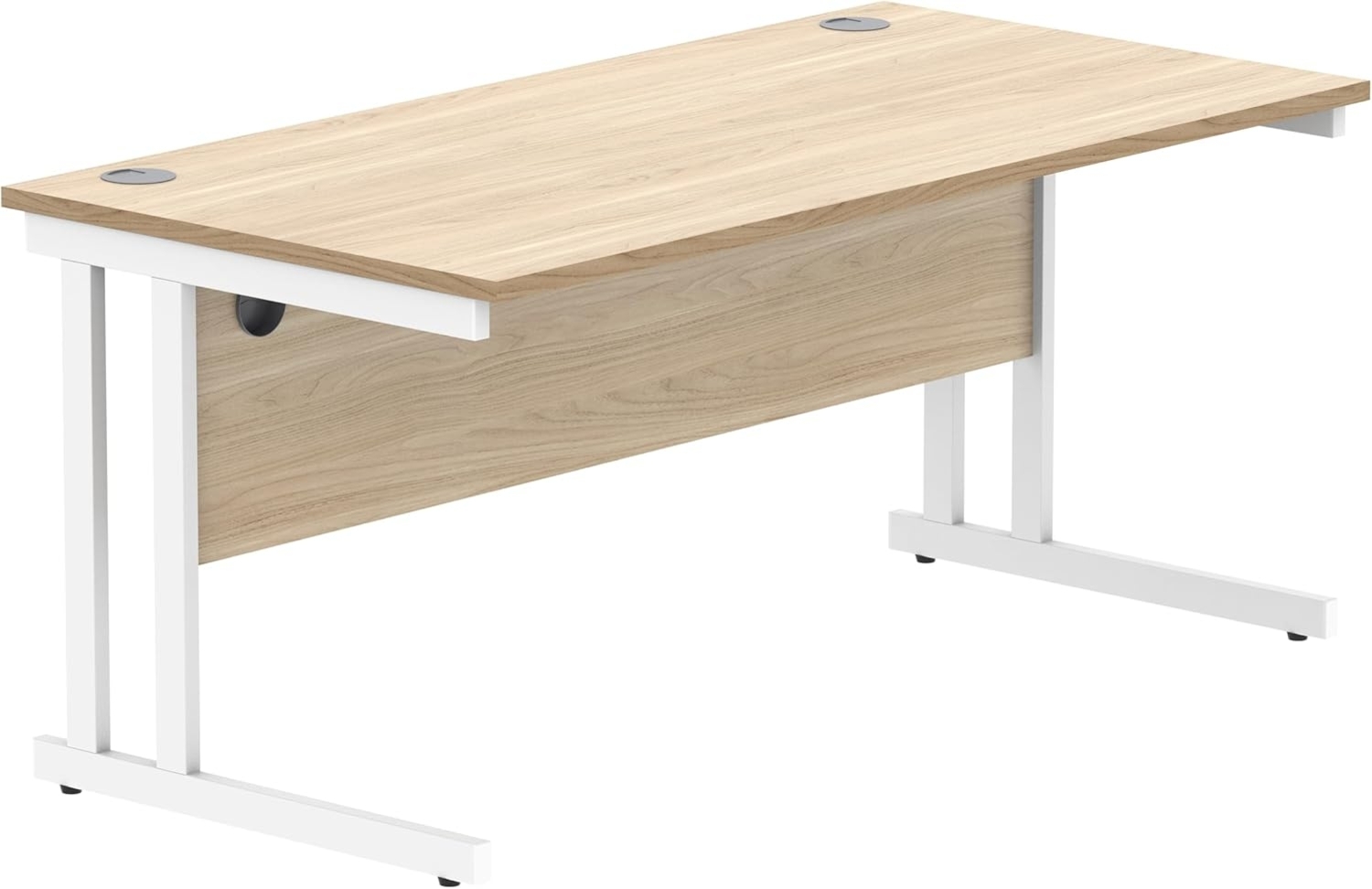 office hippo Essentials Rechteckiger Schreibtisch-Computer-Arbeitsplatz, Heimbürotisch mit Kabelanschluss-Management, 160x80 cm, Holz, Kanadische Eiche Bild 1