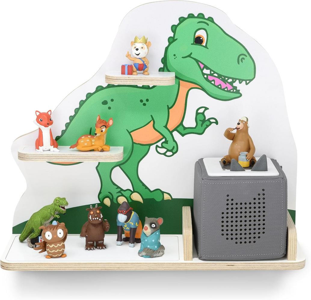 stadtecken Kinder Regal für Musikbox I Geeignet für die Toniebox und ca. 50 Tonies I Perfekte Aufbewahrung für Kinderzimmer I zum Aufstellen oder Aufhängen (T-Rex, Mittel) Bild 1