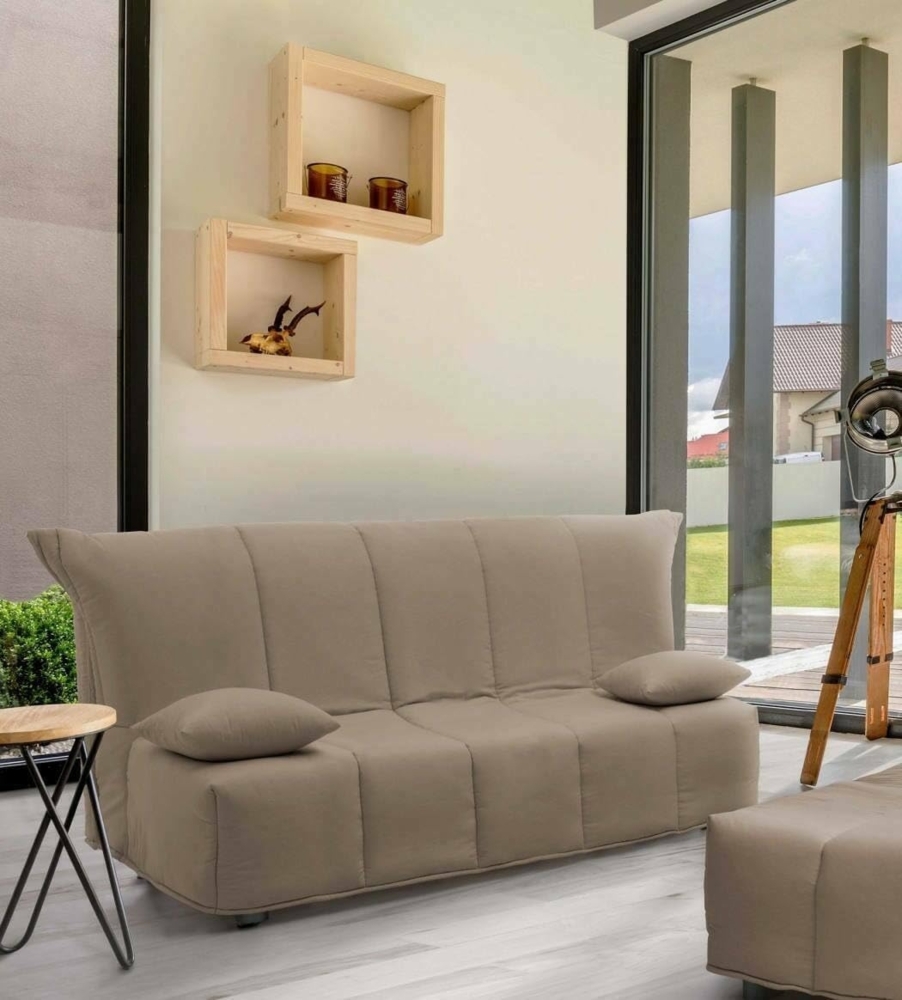 Talamo Italia 2-Sitzer Mina Schlafsofa, Wohnzimmersofa, Trolley-Öffnung, Made in Italy, aus gepolstertem Stoff, inklusive Kissen, Cm: 125x90h85, Farbe Taubengrau Bild 1