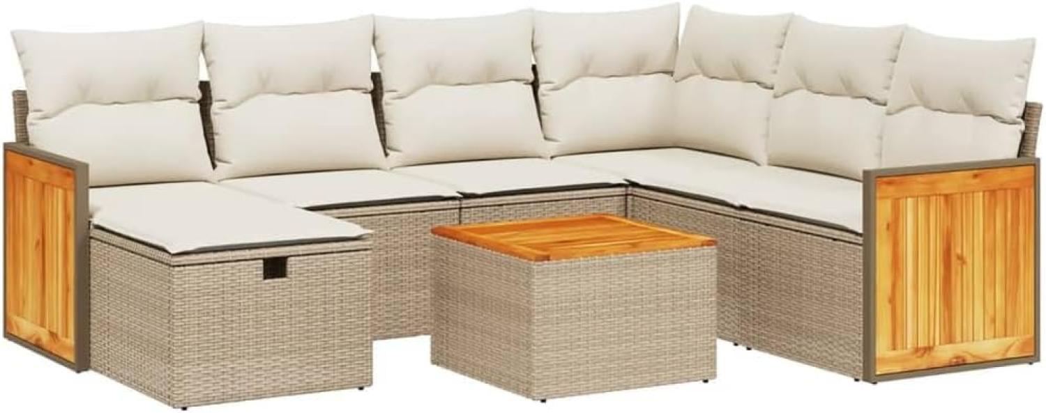 vidaXL 8-tlg. Garten-Sofagarnitur mit Kissen Beige Poly Rattan 3265769 Bild 1