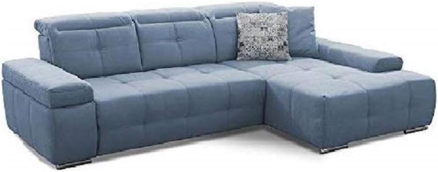 Cavadore Schlafsofa Mistrel mit XL-Longchair, Ecksofa mit leichter Fleckentfernung dank Soft Clean, geeignet für Haushalte mit Kindern, Haustieren, 273 x 77 x 173, blau Bild 1