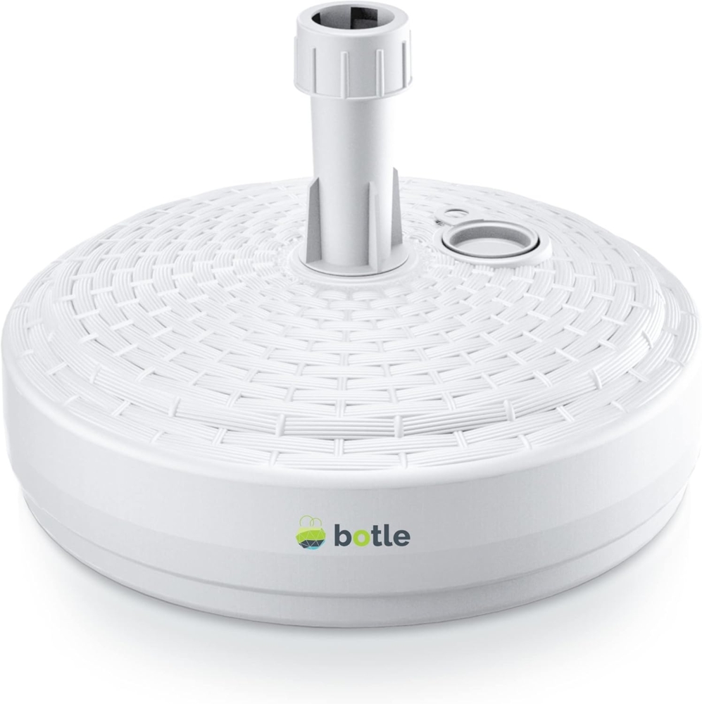 Schirmständer Schirmhalter Sonnenschirmständer Weiß Ständer aus Kunststoff Rund Form zu Garten Terrasse Strand Rattan Sonnenschirmfuß befüllbar mit Sand Wasser oder Kies Sonnenschirm Flagge Mast stän Bild 1