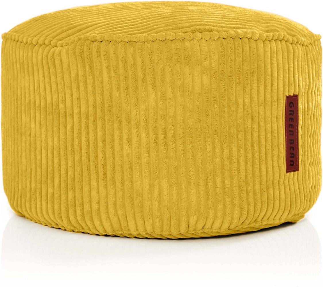 Green Bean© Pouf-Kissen 45x25 cm mit EPS-Perlen Füllung & Cordstoff Bodenkissen Liegekissen Sitzkissen Sitzhocker Sessel Kinder Erwachsene Stoff Hocker Ablage Gelb Bild 1