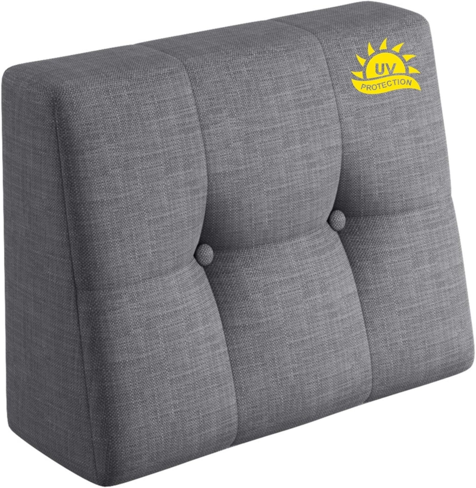 sunnypillow Palettenkissen Rückenlehne gesteppt UV - beständig Outdoor/Indoor Palettenauflage Palettenpolster Palettensofa Sitzkissen Seitenkissen 60 x 40 x 20/10cm Silver Bild 1