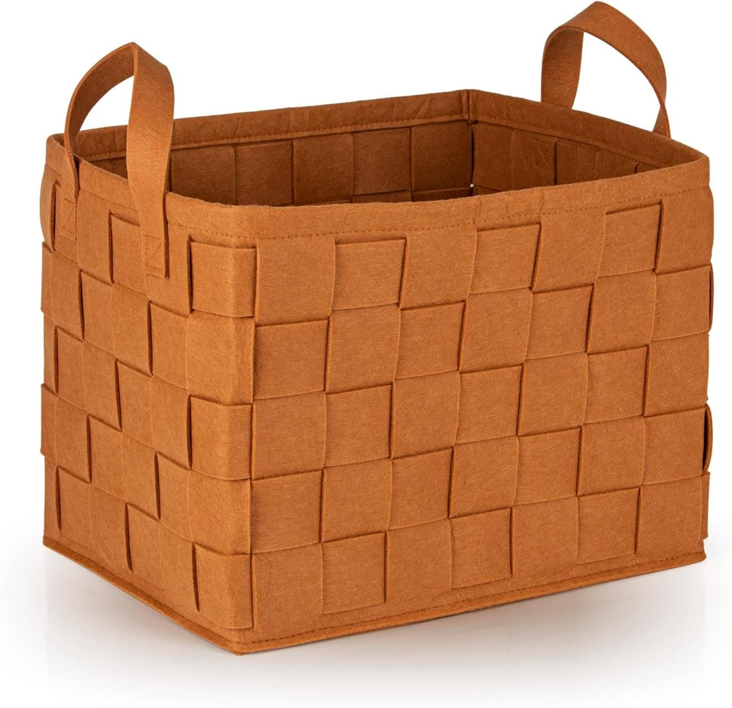N8WERK Aufbewahrungskorb Filz 40cm rostbraun mit Henkel Bild 1