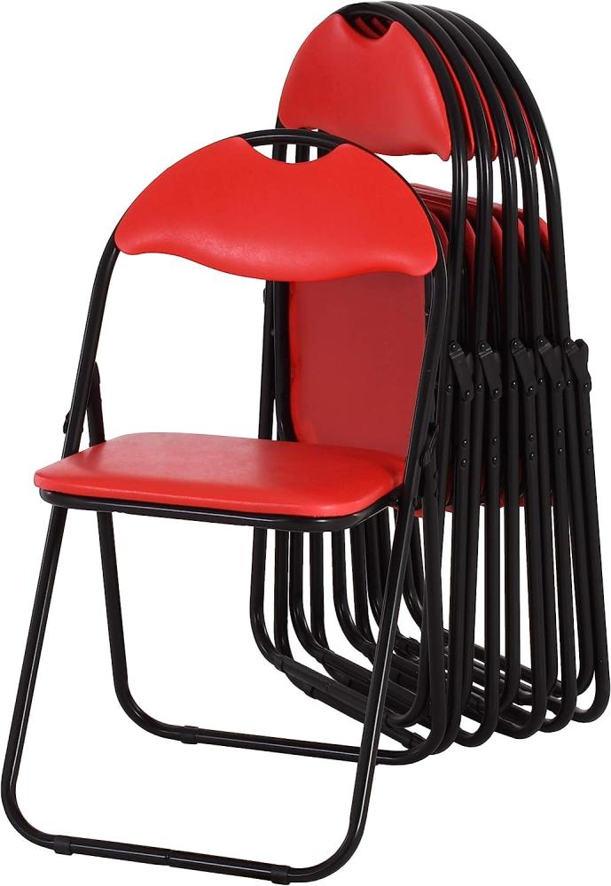MACOShopde by MACO Möbel Raburg Gästestuhl 6er Set Paul - in ROT, stabiles Faltstuhl + Klappstuhl-Set aus Stahl, Soft-Skin Kunstleder, 100 kg belastbar Bild 1