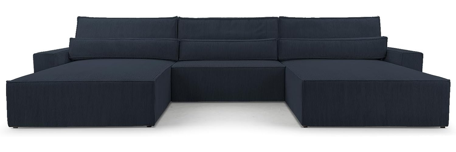 MOEBLO Wohnlandschaft DENVER U, Eckcouch aus Cordstoff Ecksofa U-Form Cord Sofa Couch Polsterecke U-Sofa - 410x85x200cm, mit Bettkasten und Schlaffunktion Bild 1