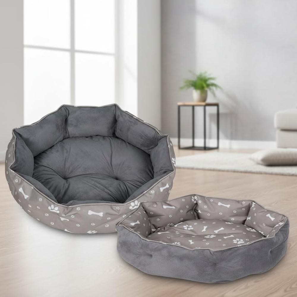 Katzenbett Hundebett Hundesofa Rund Ø60cm Grau Hundekissen Wendekissen Haustierbett Katzenliege Katzenschlafplatz Tierbett Bild 1