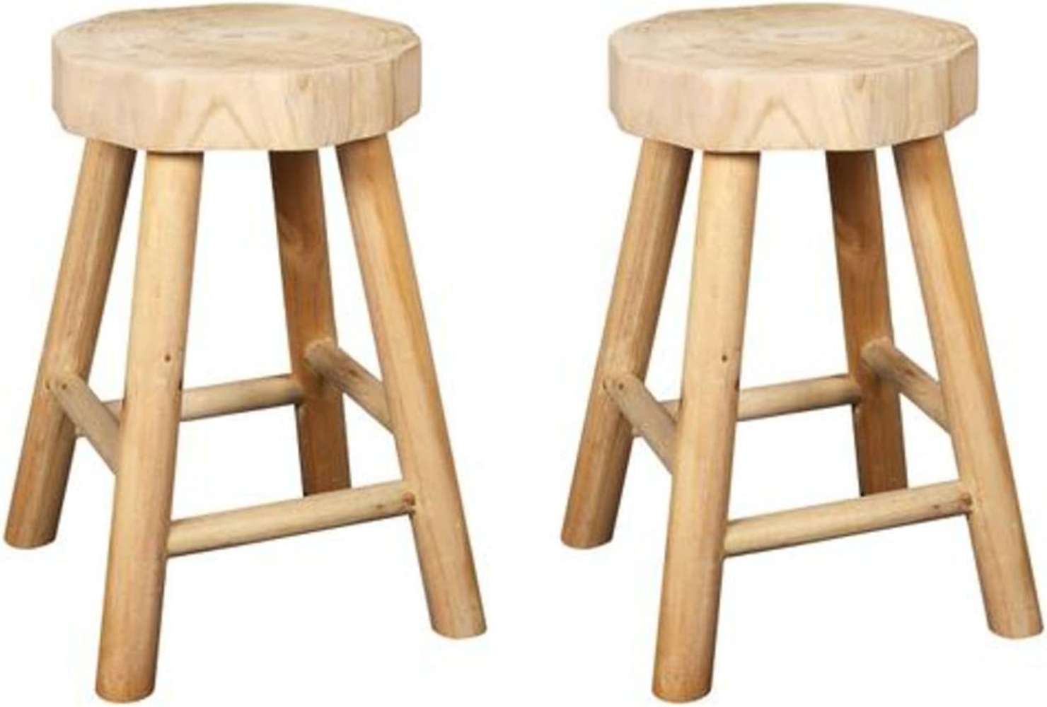 HOME DECO FACTORY, HD7626, Set mit 2 Harald-Holzhockern, Natural Crush, Möbel, Sitz, Bank und Hocker, 26 x 40 x 26 cm, Sitzhöhe 40 cm, Braun Bild 1