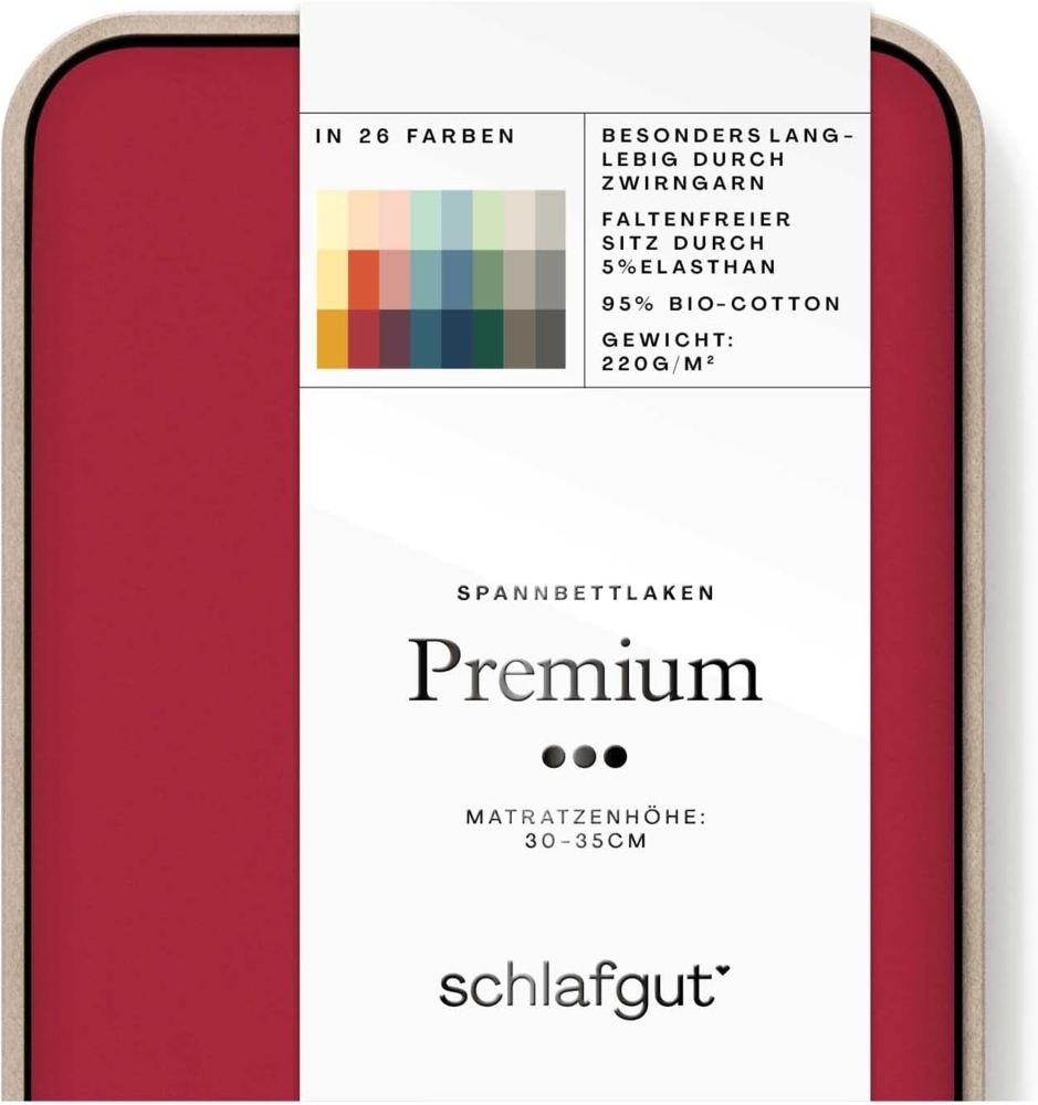 Schlafgut Spannbettlaken Premium, Mako-Zwirn-Jersey, Gummizug: rundum, (1 Stück), Zero Waste Verpackung, PREMIUM Qualität Bild 1