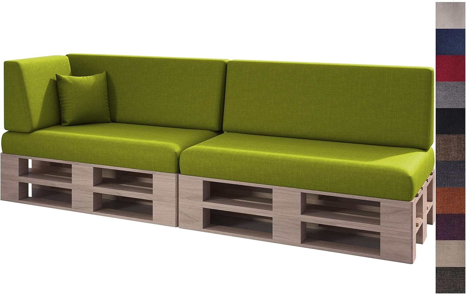 sunnypillow Palettenkissen mit abnehmbarem Bezug Kaltschaum Palettenauflage Palettenpolster Palettensofa Sitzkissen Rückenlehne Indoor Outdoor 6er Set 120x80 Grün Bild 1