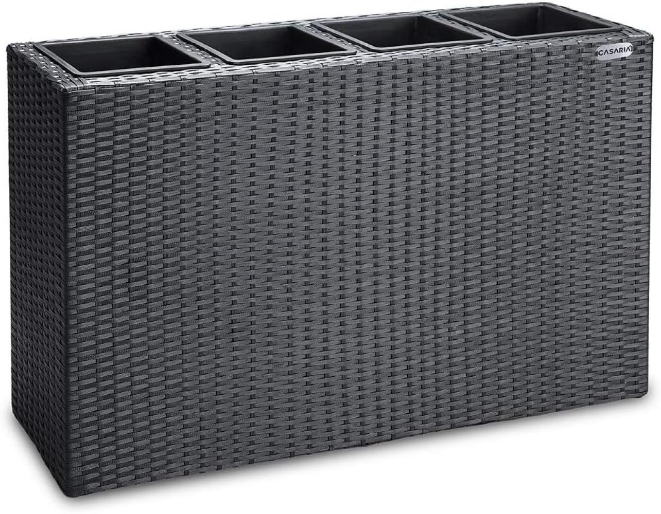 Casaria Pflanzkübel, 4 Innentöpfe Herausnehmbar Polyrattan 95 x 27 x 60 cm Blumentopf Schwarz Bild 1