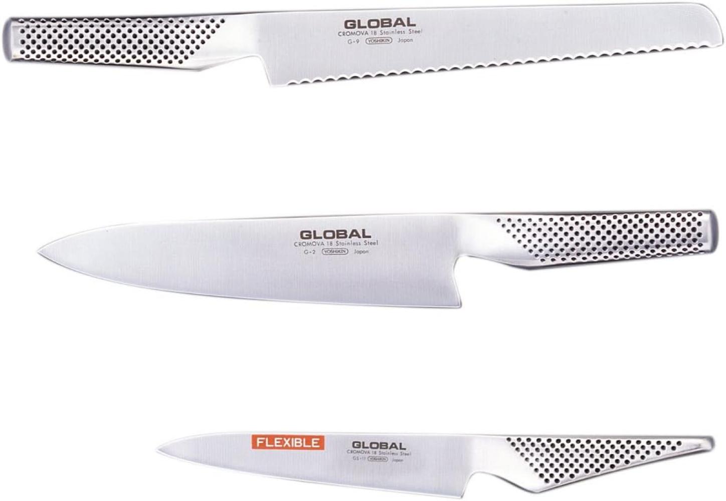 Global Kochmesser Set G-9211: Kochmesser + Brotmesser + kleines Filitiermesser Bild 1