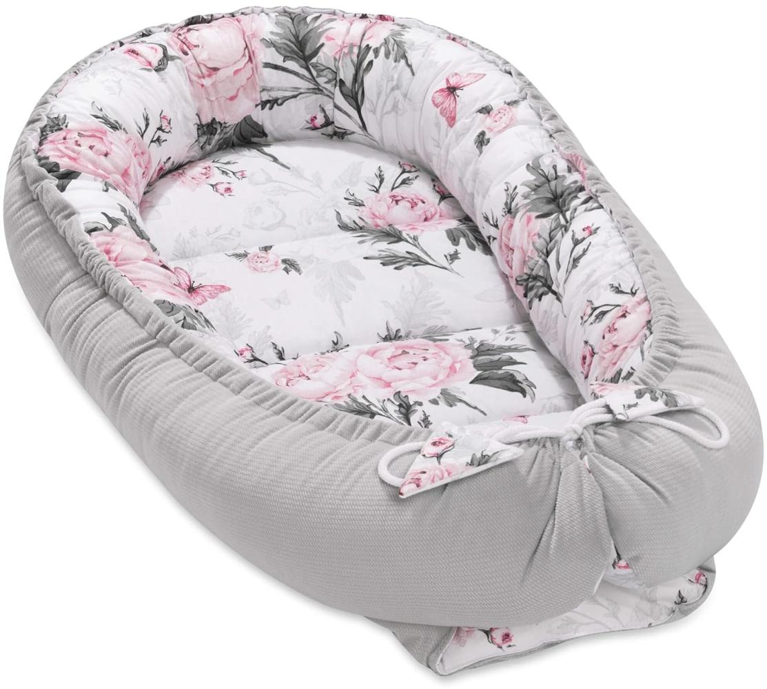 Pepi - Baby-Nest - Nestchen Baby - Baby-Nestchen für Neugeborene - Kuschelnest mit antiallergischer Füllung - Kokon aus Velvet und Baumwolle Bild 1