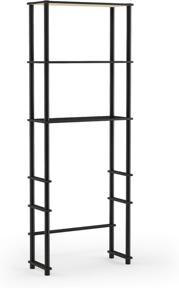 Furinno Platzsparender WC-Schrank mit 2 Ablageflächen, Espresso/Schwarz, 22.9 x 59.9 x 164 cm Bild 1