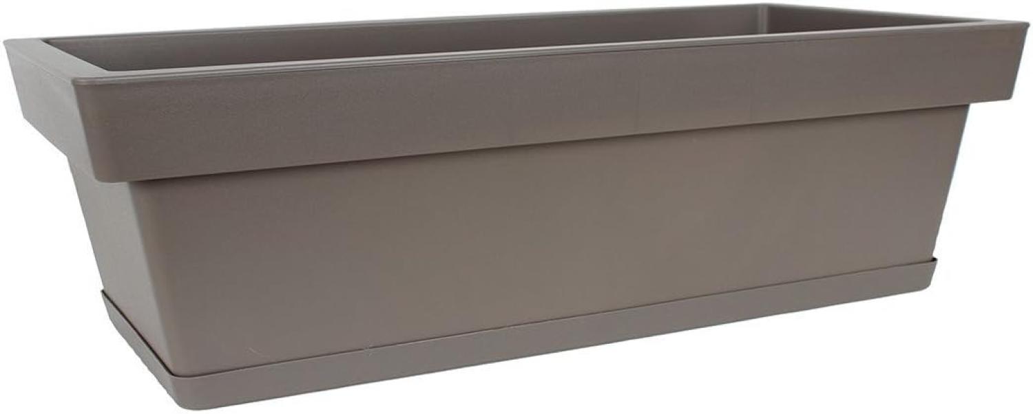 Blumenkasten LINEA inkl. Untersetzer, 11x58x18cm, Taupe Bild 1