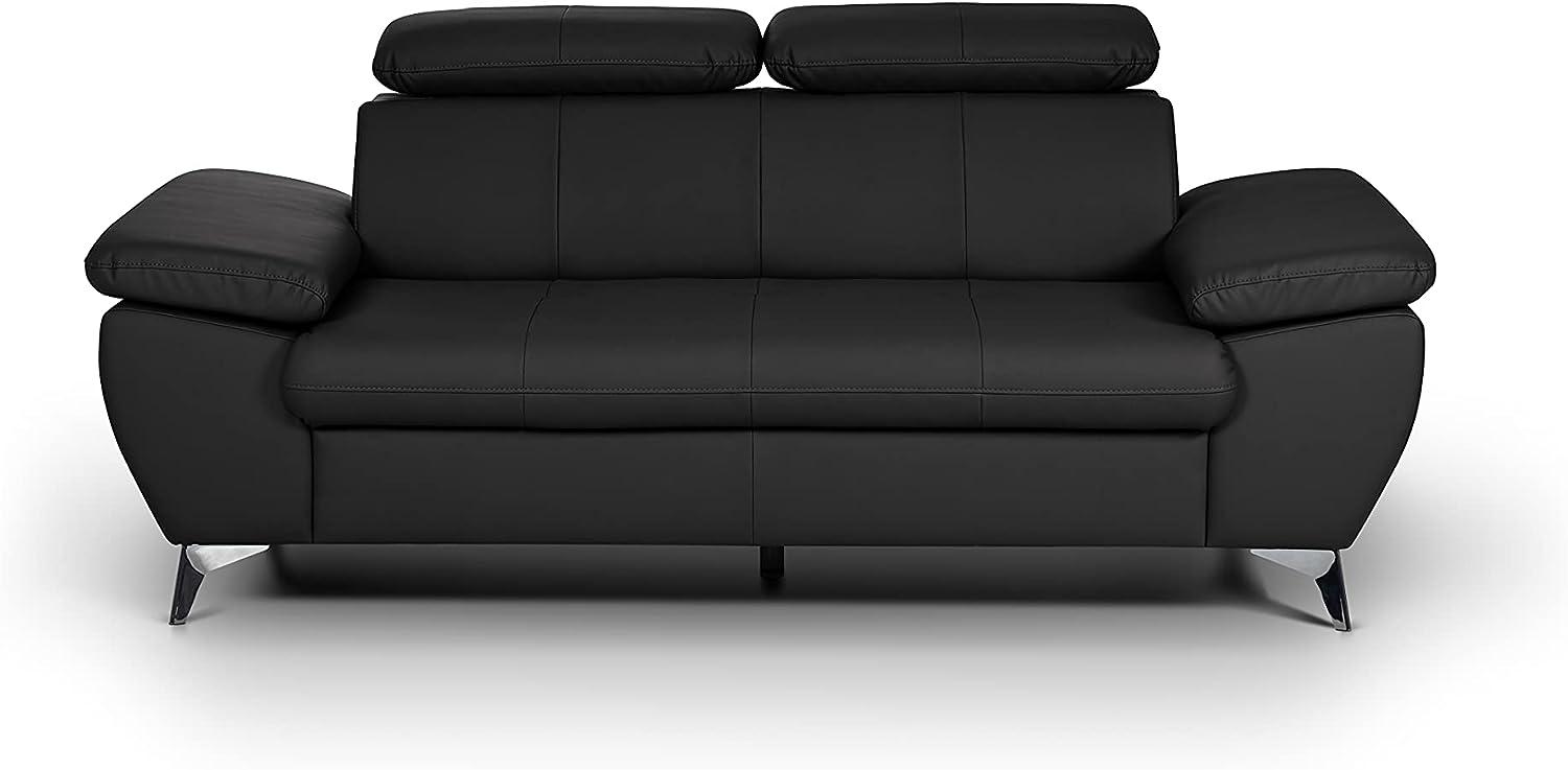 Mivano 2,5er-Sofa Gisele / Sofagarnitur mit Kopfteilverstellung und Armteilfunktion / 196 x 83 x 100 / Kunstleder, Schwarz Bild 1